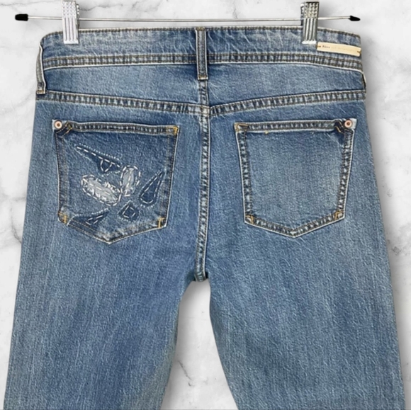Anthro Pilcro Slim Boyfriend Embroidered Jeans Womens Sz 27 - Picture 7 of 9